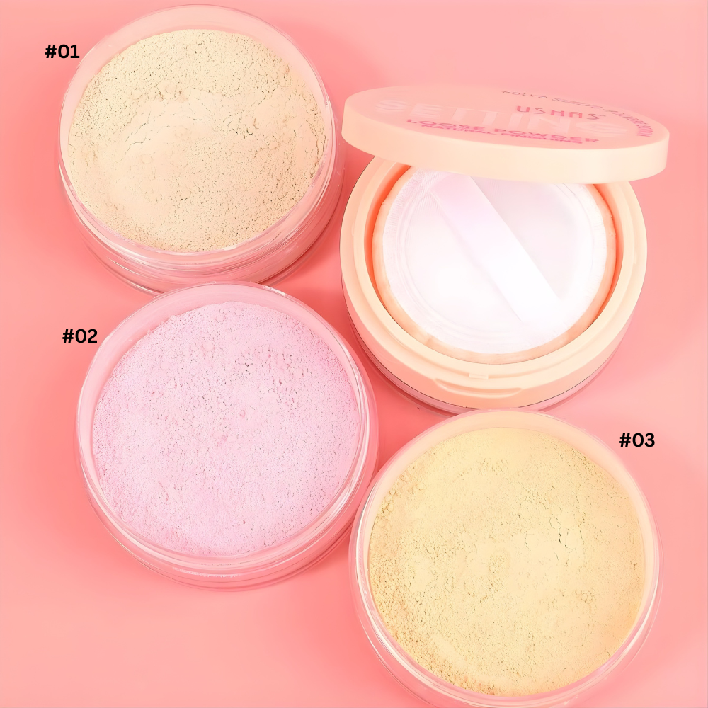 Pudra pulbere pentru fixare machiaj Ushas Natural Finishing – aspect mat si neted