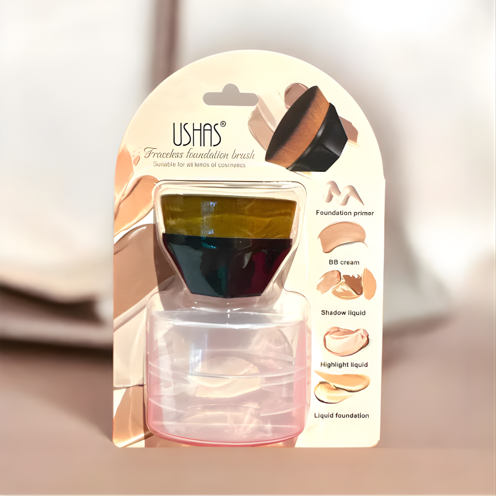 Set pensula kabuki USHAS CT484 retractabila cu cutie protectie pentru aplicare uniforma