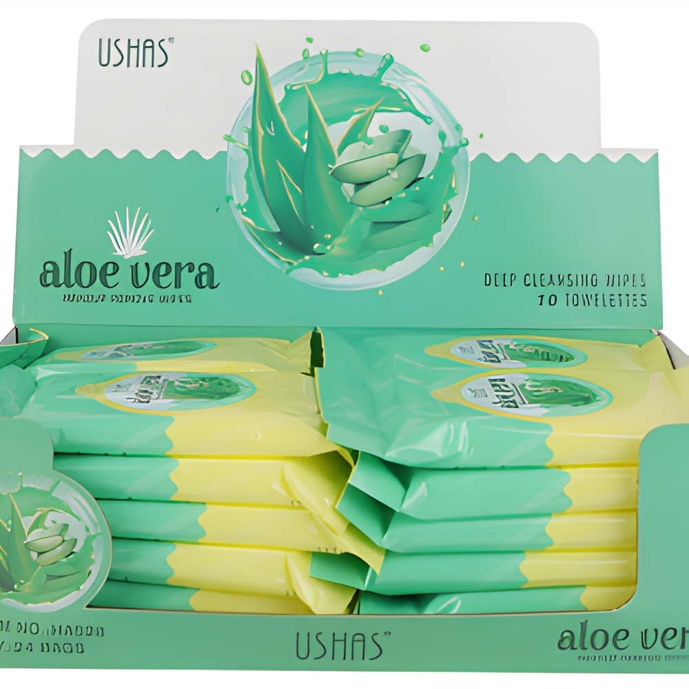 Servetele demachiante Aloe Vera Ushas 528 curatare profunda pentru fata si ochi
