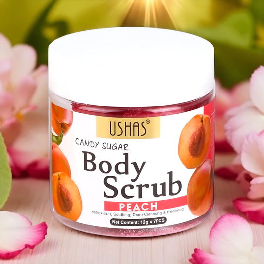 Scrub de Corp Ushas cu Zahar si Piersica – Exfoliere si Hidratare