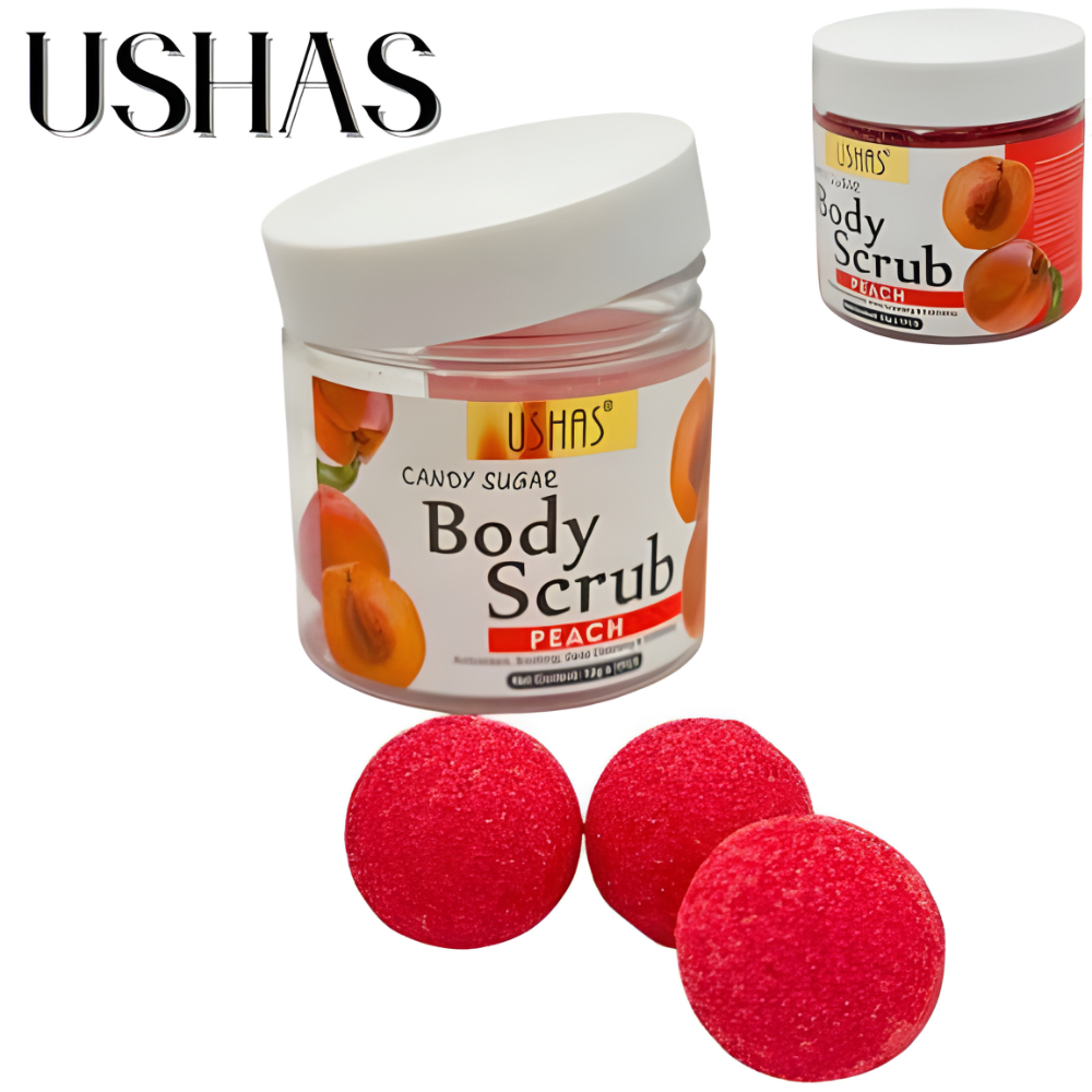 Scrub de Corp Ushas cu Zahar si Piersica – Exfoliere si Hidratare
