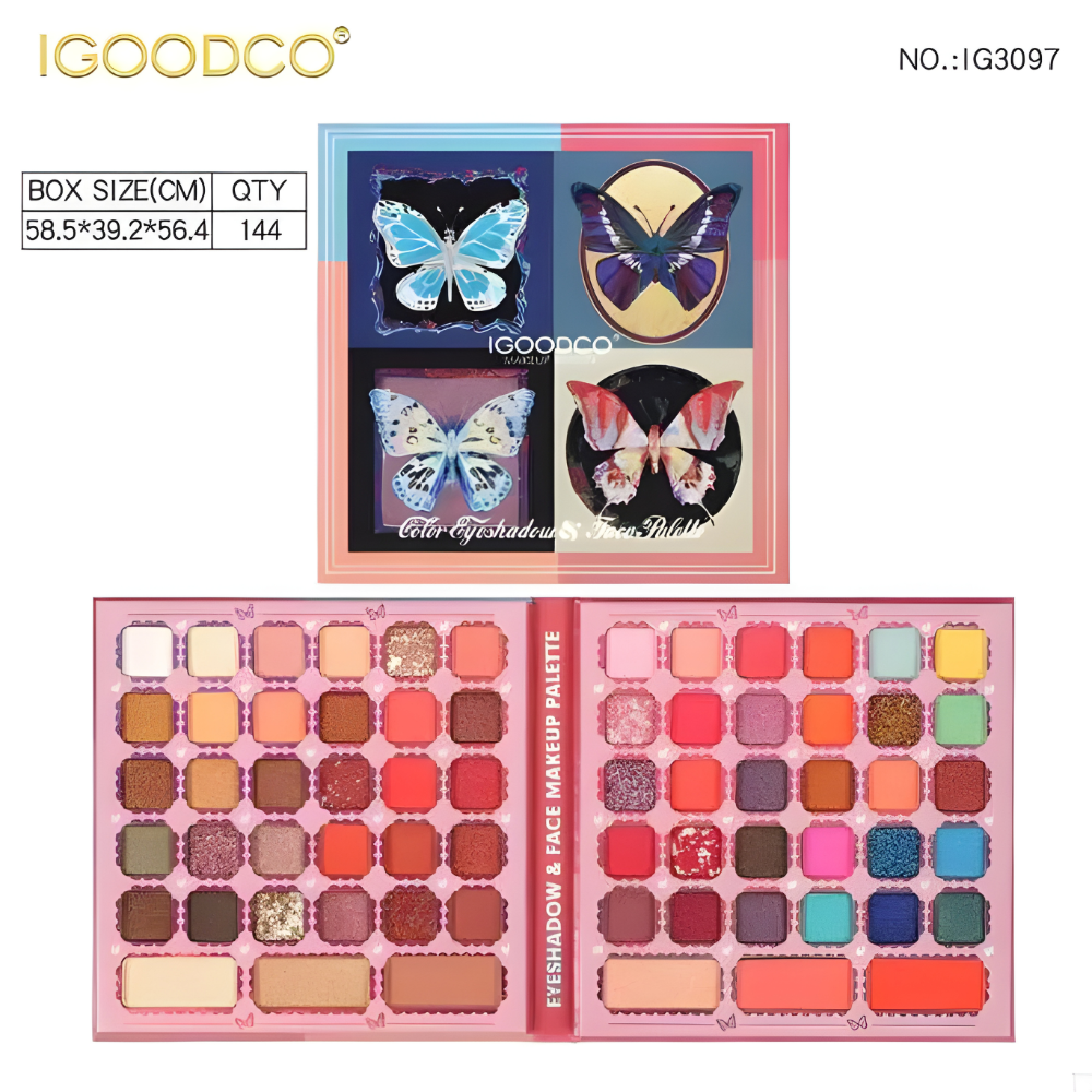 Paleta Fard IGOODCO 60 Culori Ochi + 3 Blush + 3 Iluminator Trusa Machiaj Profesionala