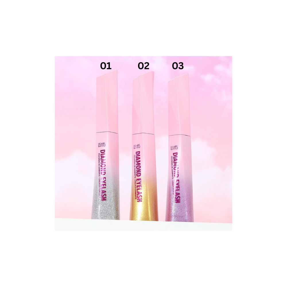 Rimel Colorat cu Glitter Ushas Diamond Eyelash – Gene Stralucitoare 3 Culori