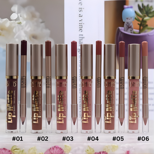 Set ruj lichid mat + creion contur buze – cod CS424 – USHAS 2in1