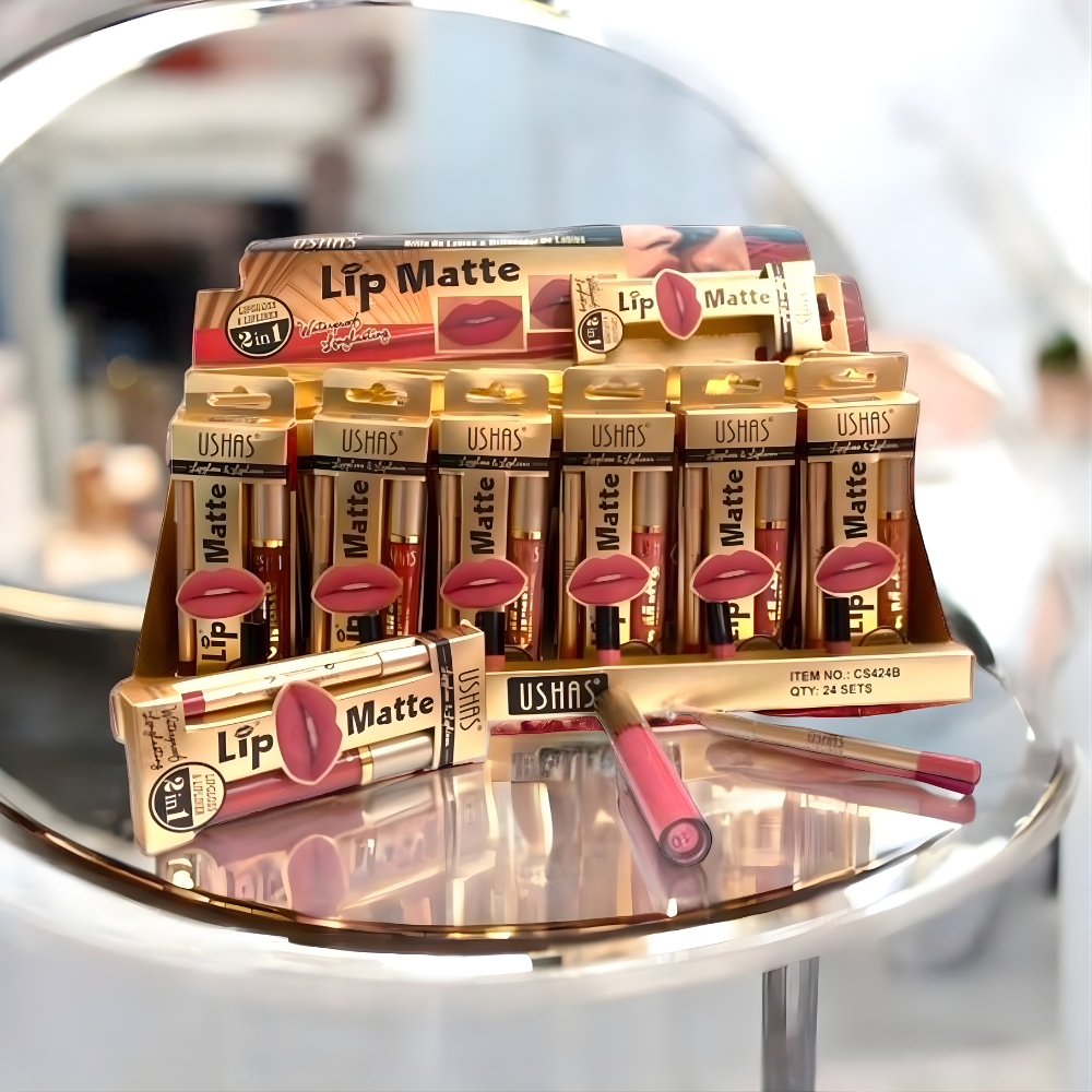 Set Ruj Lichid Mat + Creion Contur USHAS