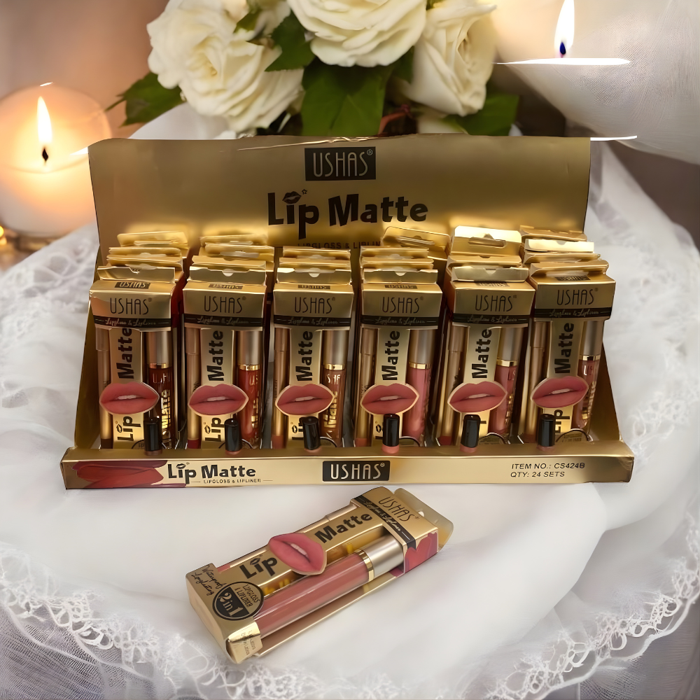 Set Ruj Lichid Mat + Creion Contur USHAS