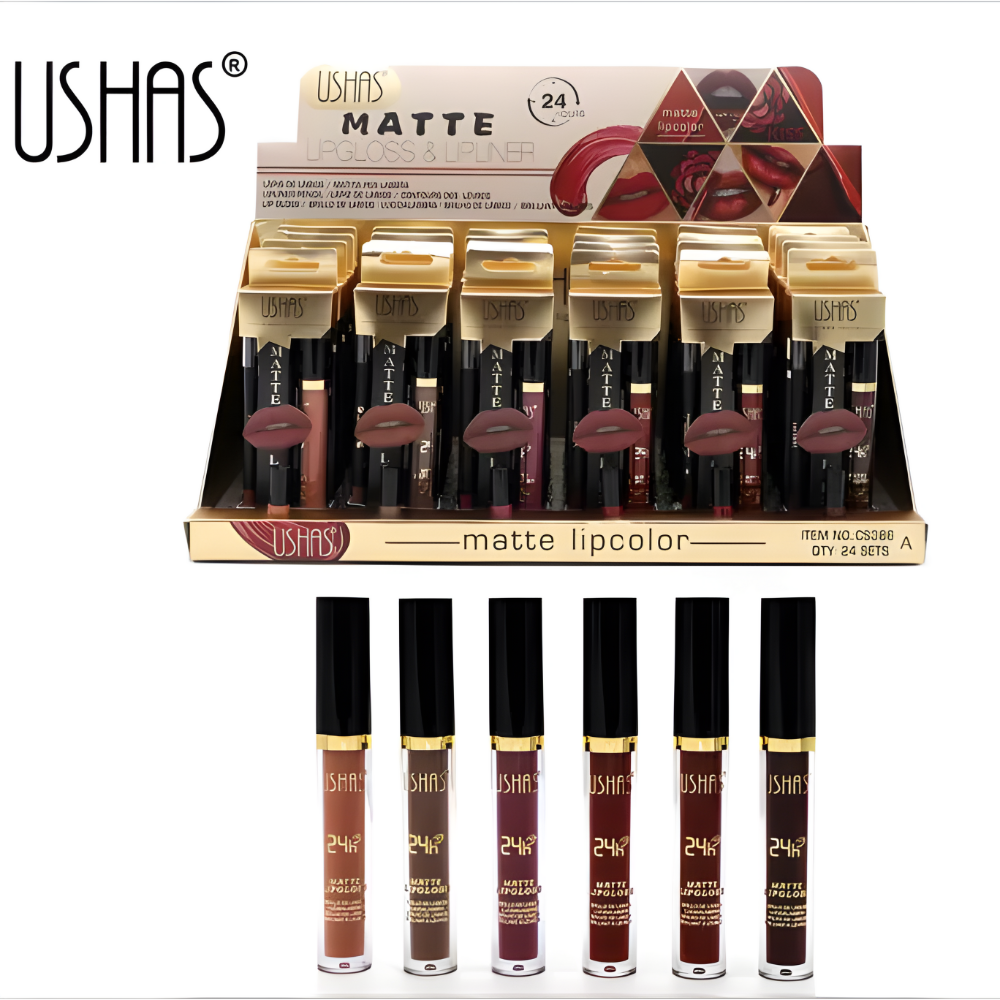 Set Ruj Lichid Mat + Creion Contur USHAS – Cod CS386B