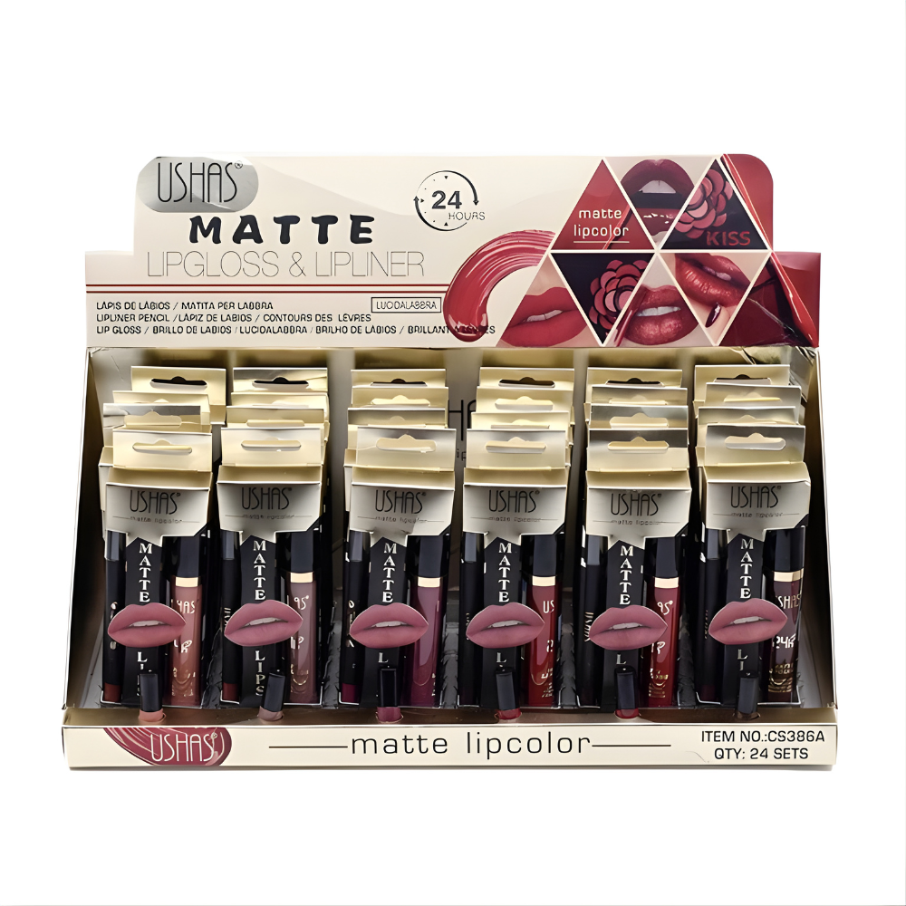 Set Ruj Lichid Mat + Creion Contur USHAS – Cod CS386A