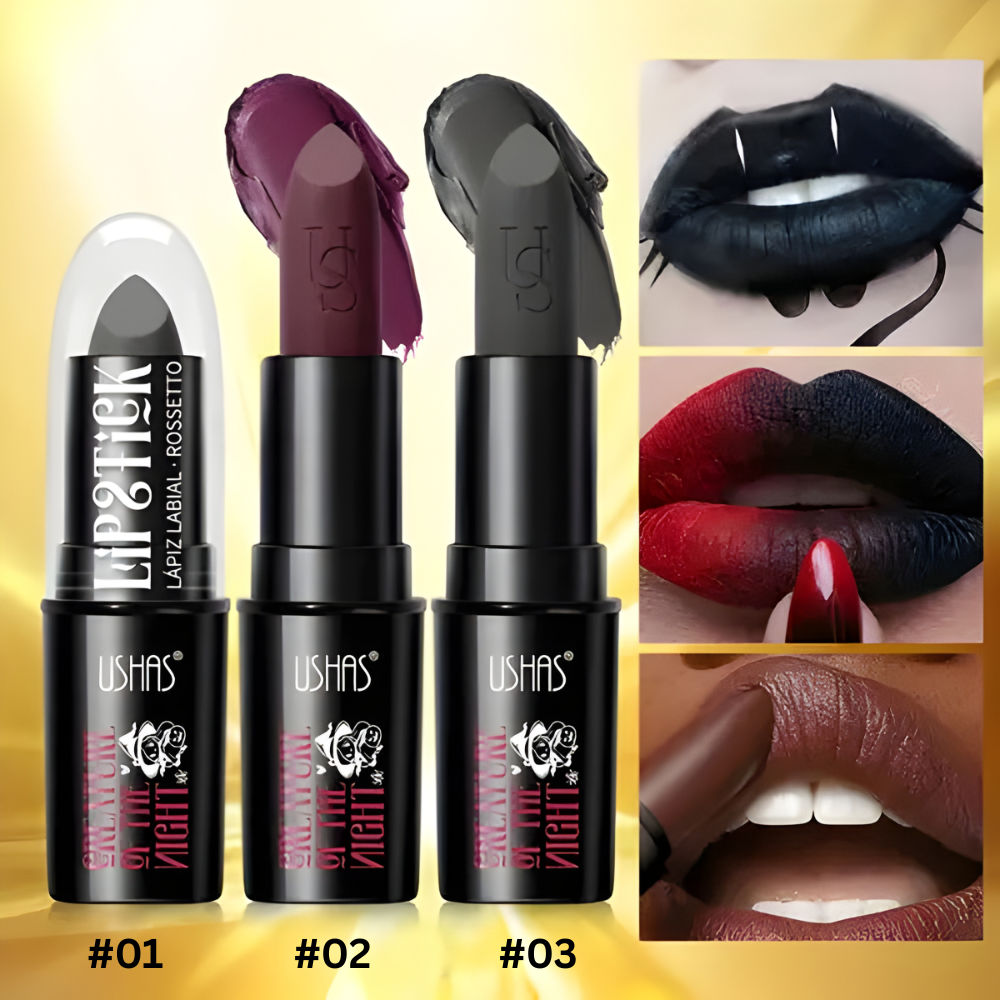 Ruj de buze solid cod UC049 Ushas – colectia dark "Creature of the Night" cu tester inclus