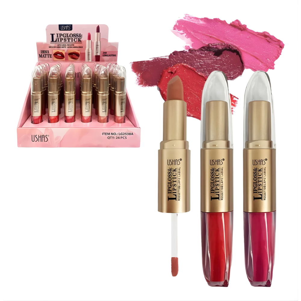 Ruj lichid + ruj solid 2 in 1 pentru buze USHAS