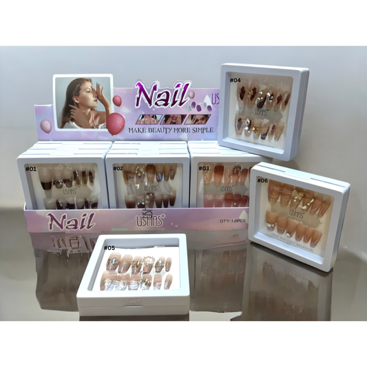 Unghii false autoadezive 12 bucati Ushas cod 619 cutie eleganta