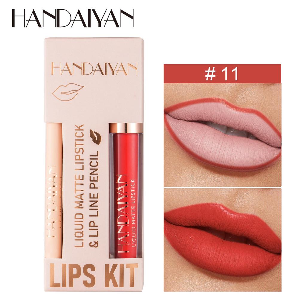 Handaiyan Lips Kit Set Ruj Lichid Mat + Creion Contur Buze Culori Mixte