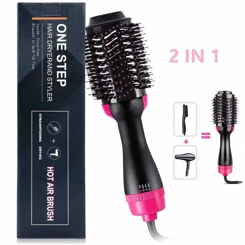 Perie Electrica de Par Fixa, Belvia, pentru Volum, Ceramica, 3 Setari de Temperatura, 1000W, pentru Toate Tipurile de Par, Negru-Roz