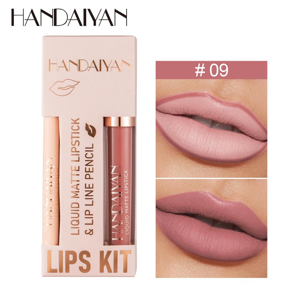 Handaiyan Lips Kit Set Ruj Lichid Mat + Creion Contur Buze Culori Mixte