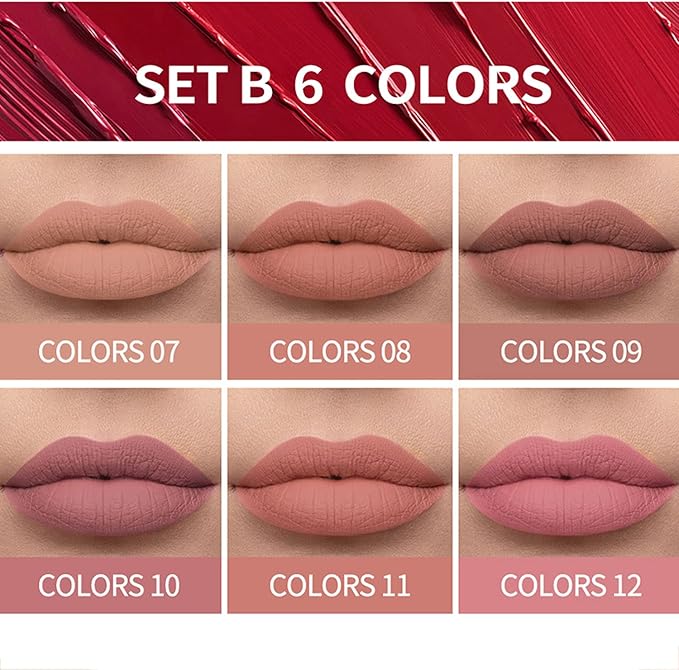 Set 6 Handaiyan Rose Matte Liquid Lipstick Ruj Lichid Mat Nude Roz Rezistent