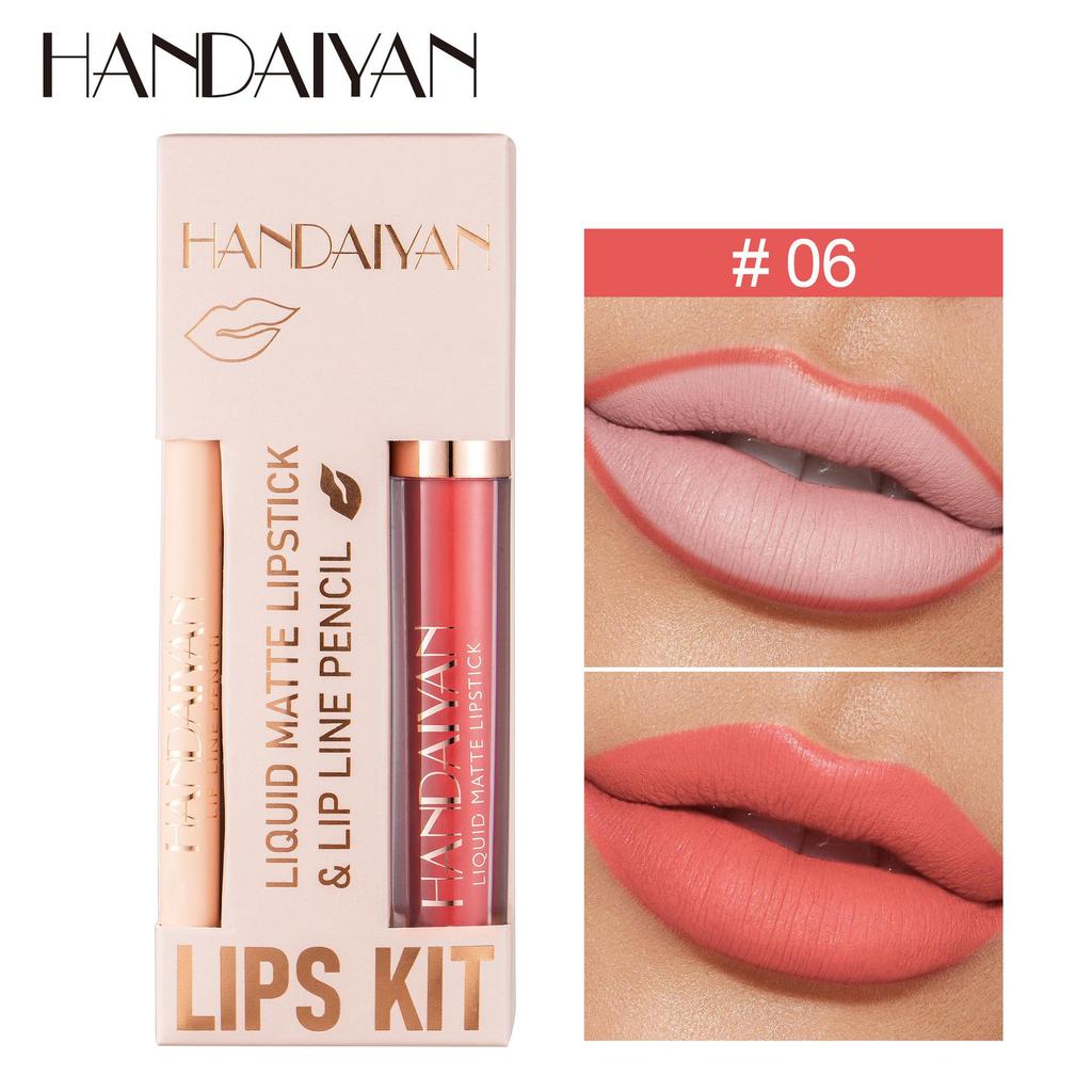 Handaiyan Lips Kit Set Ruj Lichid Mat + Creion Contur Buze Culori Mixte