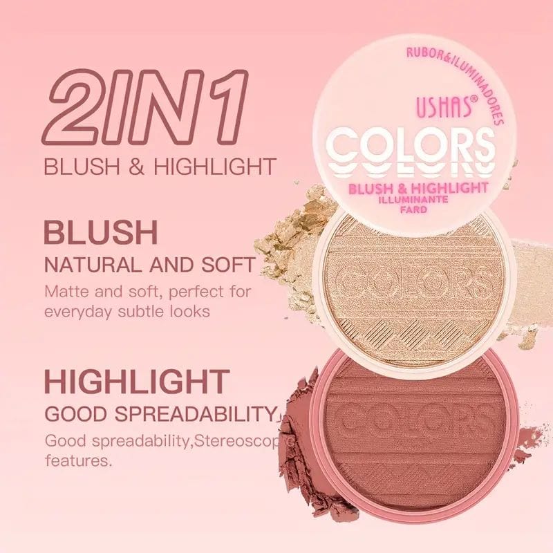 Blush si iluminator compact Ushas UF083 – culoare intensa si stralucire eleganta