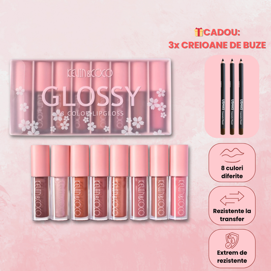 Set 8 Lip Gloss Rezistente la transfer