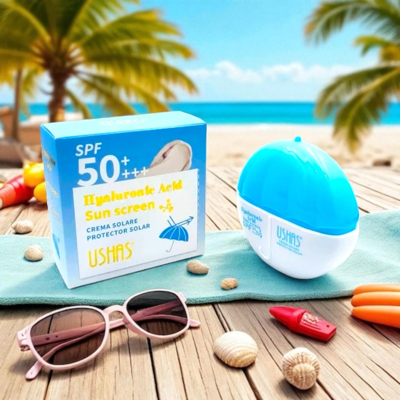 Crema de Protectie Solara Ushas cu Acid Hialuronic SPF 50++ – Hidratare si Protectie UV