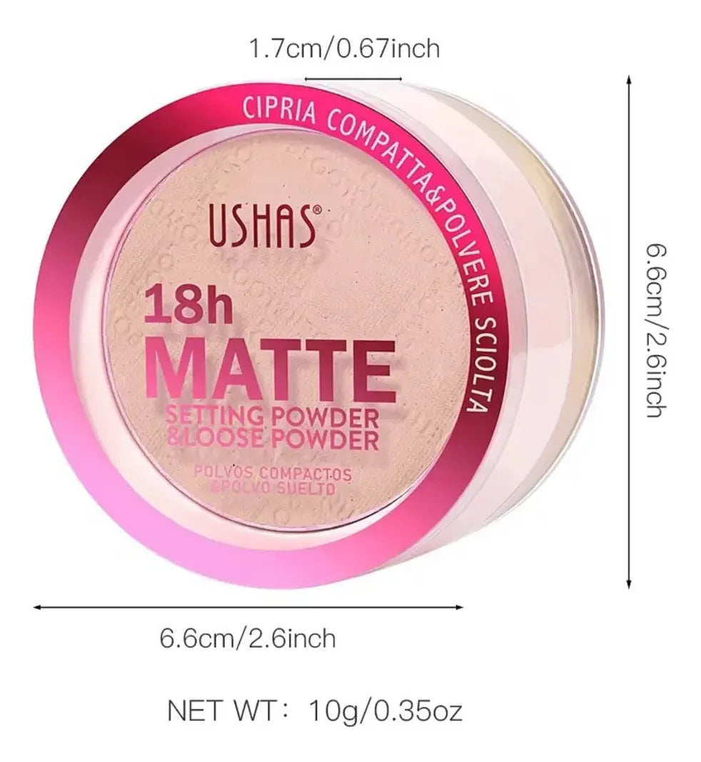 Pudra matifianta 2 in 1 Ushas Matte compacta si pulbere ten uniform