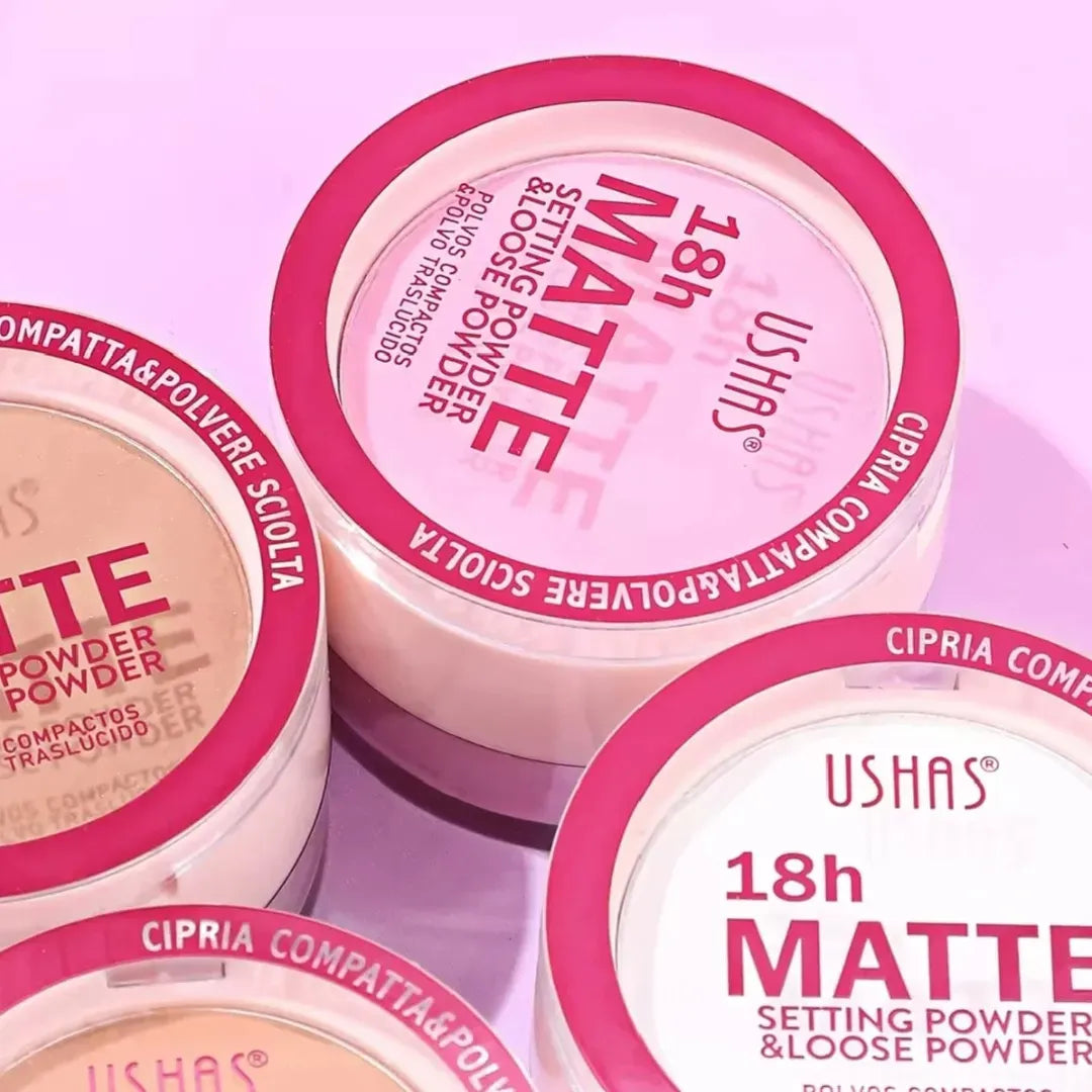 Pudra matifianta 2 in 1 Ushas Matte compacta si pulbere ten uniform