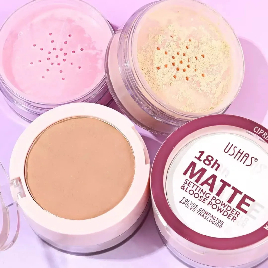 Pudra matifianta 2 in 1 Ushas Matte compacta si pulbere ten uniform