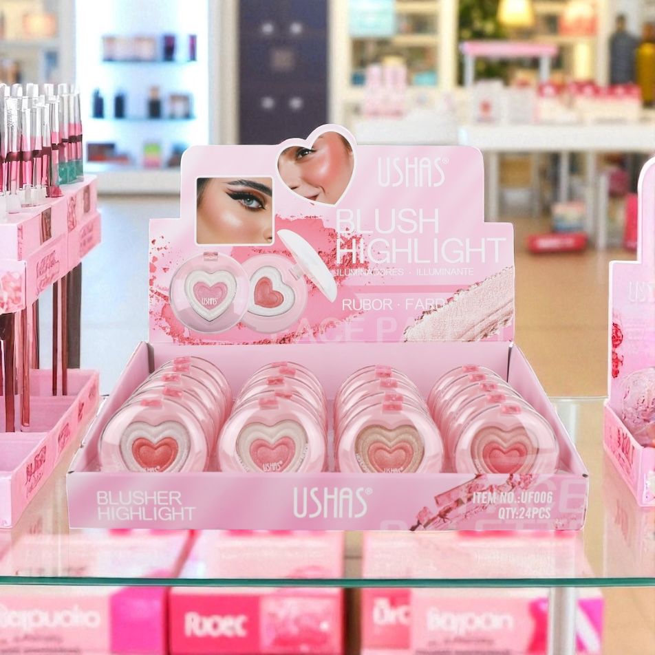 Fard obraz si iluminator Ushas Blush Highlight – Inima