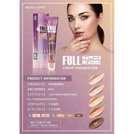 Fond de Ten Lichid TLM Full Measure F142 SPF 35 PA++ Acoperire Perfecta Rezistenta Indelungata