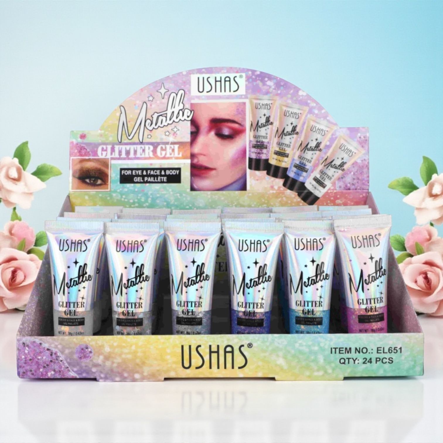 Gel sclipici metalic Ushas EL651 – pentru ochi si corp