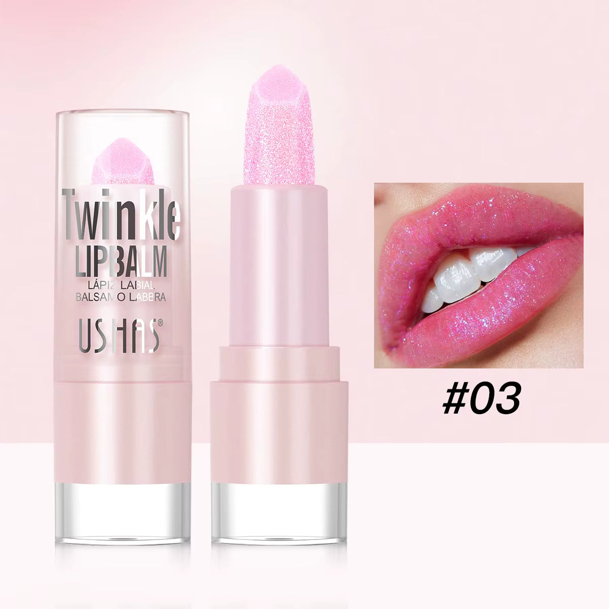 Balsam de buze stralucitor Ushas Twinkle Lip Balm engros hidratant si lucios