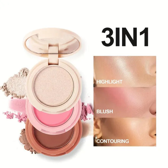 Handaiyan 3 in 1 Palette Paleta Iluminator Blush Contouring Culori Mixte