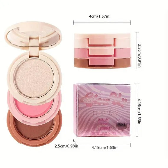 Handaiyan 3 in 1 Palette Paleta Iluminator Blush Contouring Culori Mixte