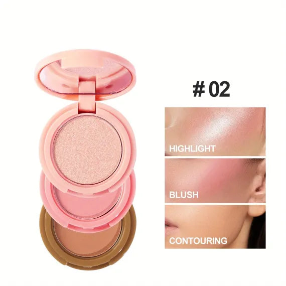 Handaiyan 3 in 1 Palette Paleta Iluminator Blush Contouring Culori Mixte