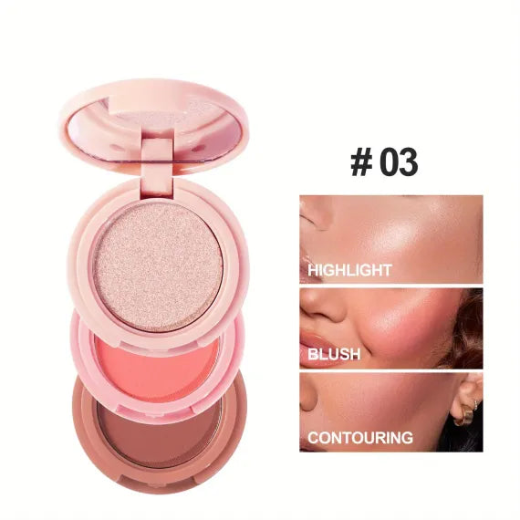 Handaiyan 3 in 1 Palette Paleta Iluminator Blush Contouring Culori Mixte