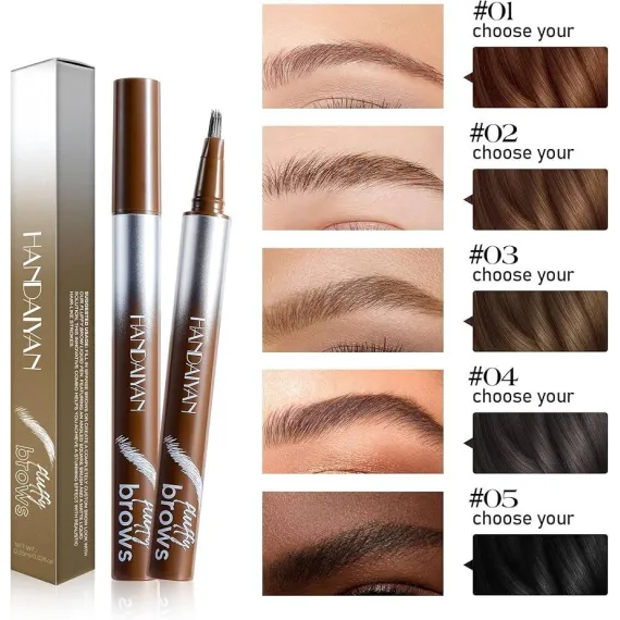 Handaiyan 4 Tip Eyebrow Pen creion sprancene 4 puncte rezistent culori mixte