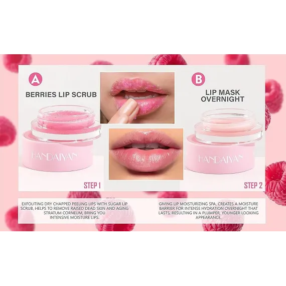 Handaiyan Berries Lip Scrub & Lip Mask Exfoliant Mască de Noapte Buze Catifelate