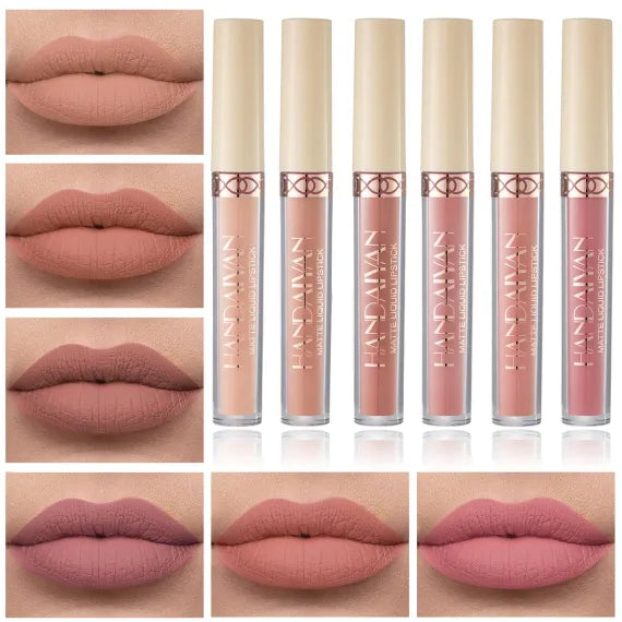 Set 6 Handaiyan Rose Matte Liquid Lipstick Ruj Lichid Mat Nude Roz Rezistent