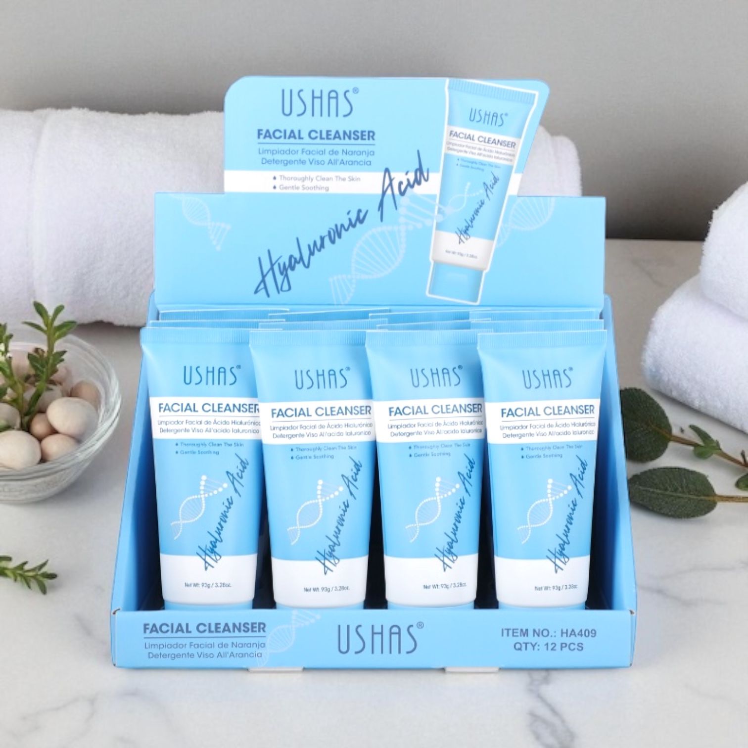 Ushas Facial Cleanser cu Acid Hialuronic – Gel Curatare Hidratare