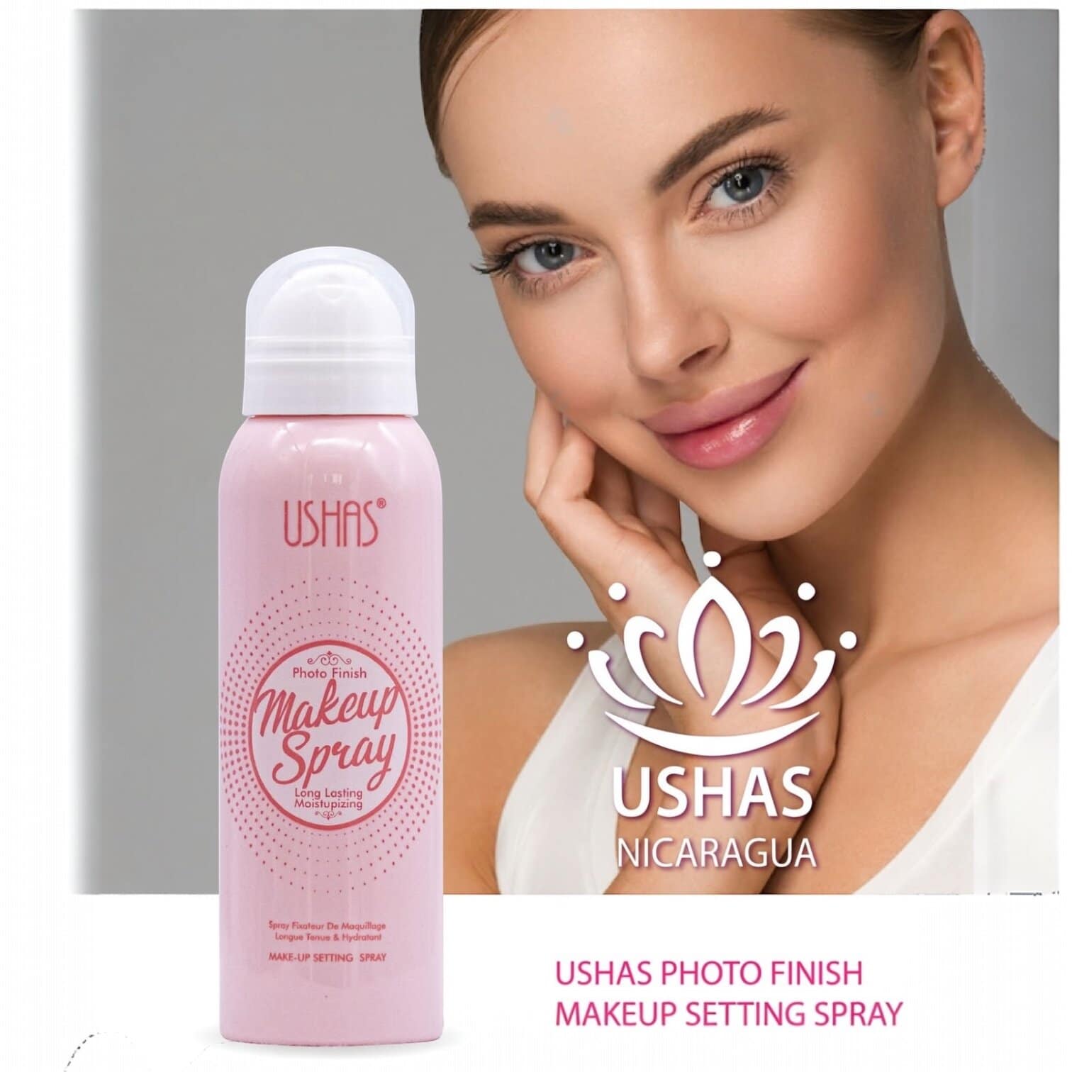 Spray fixator machiaj USHAS FS384 finish proaspat rezistenta lunga durata