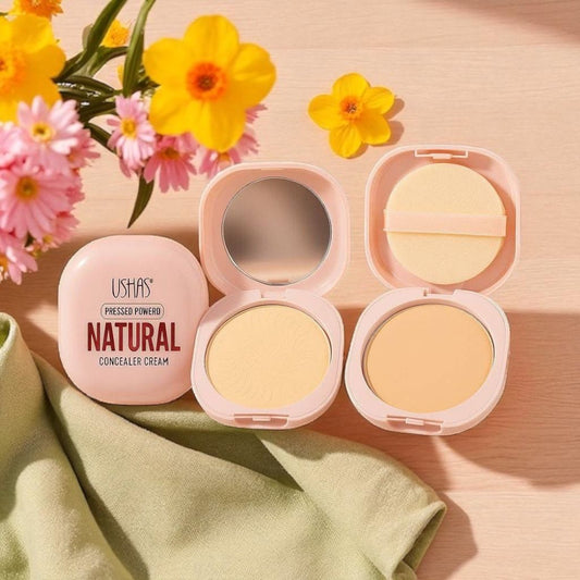 Pudra Compacta Ushas Natural cu Oglinda si Buretel – finish mat si uniform