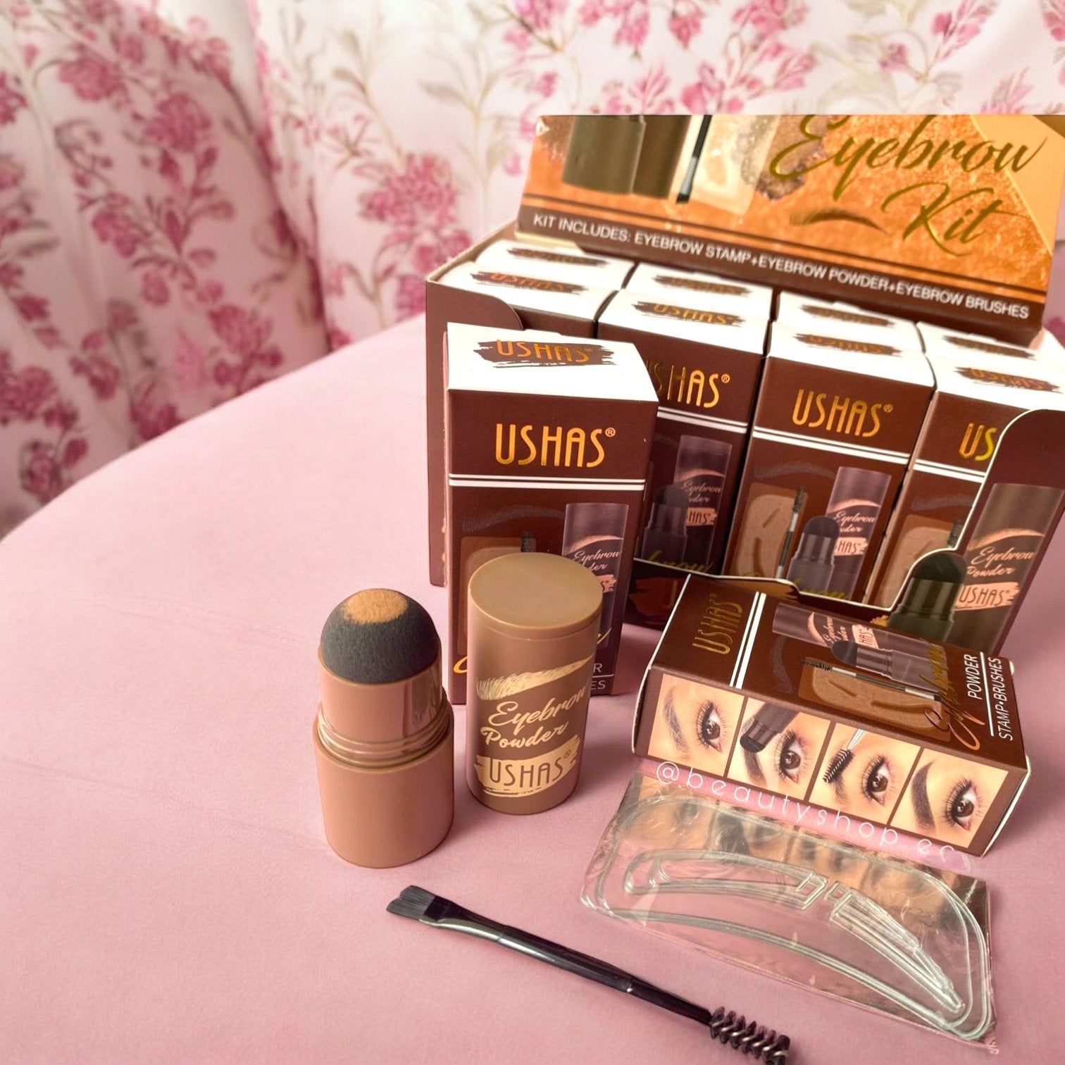 Pudra Sprancene Ushas 351 Kit Complet cu Sablon si Pensule Modelare Precisa