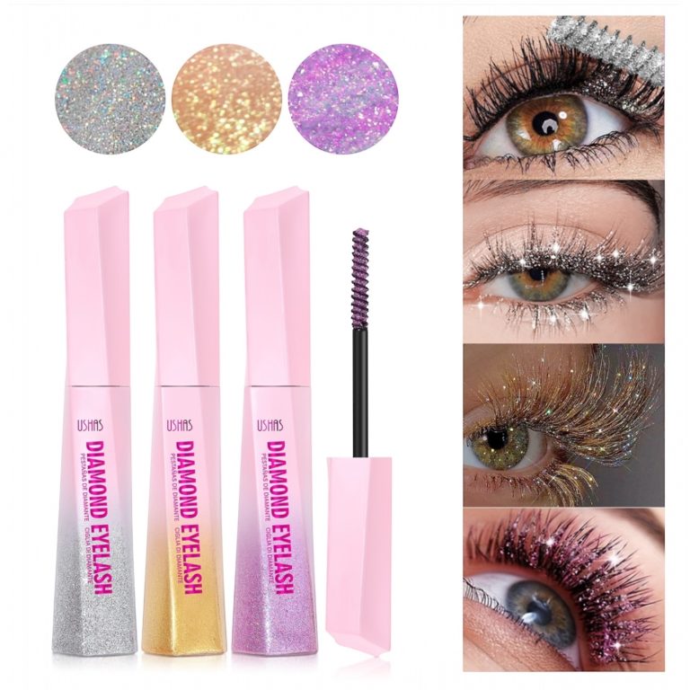 Rimel Colorat cu Glitter Ushas Diamond Eyelash – Gene Stralucitoare 3 Culori