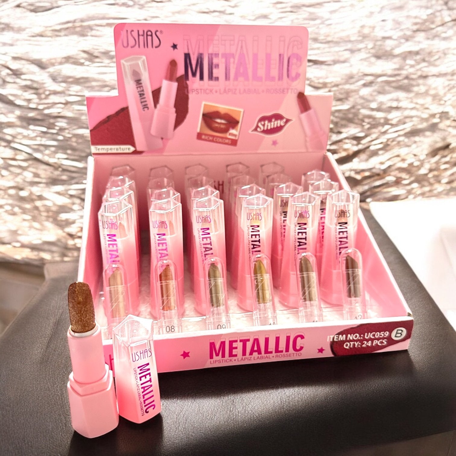 Ruj solid metalic Ushas Metallic finish stralucitor buze