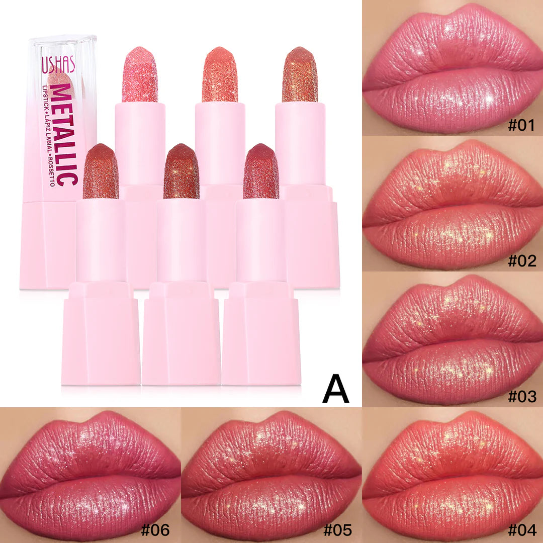 Ruj solid metalic Ushas Metallic finish stralucitor buze