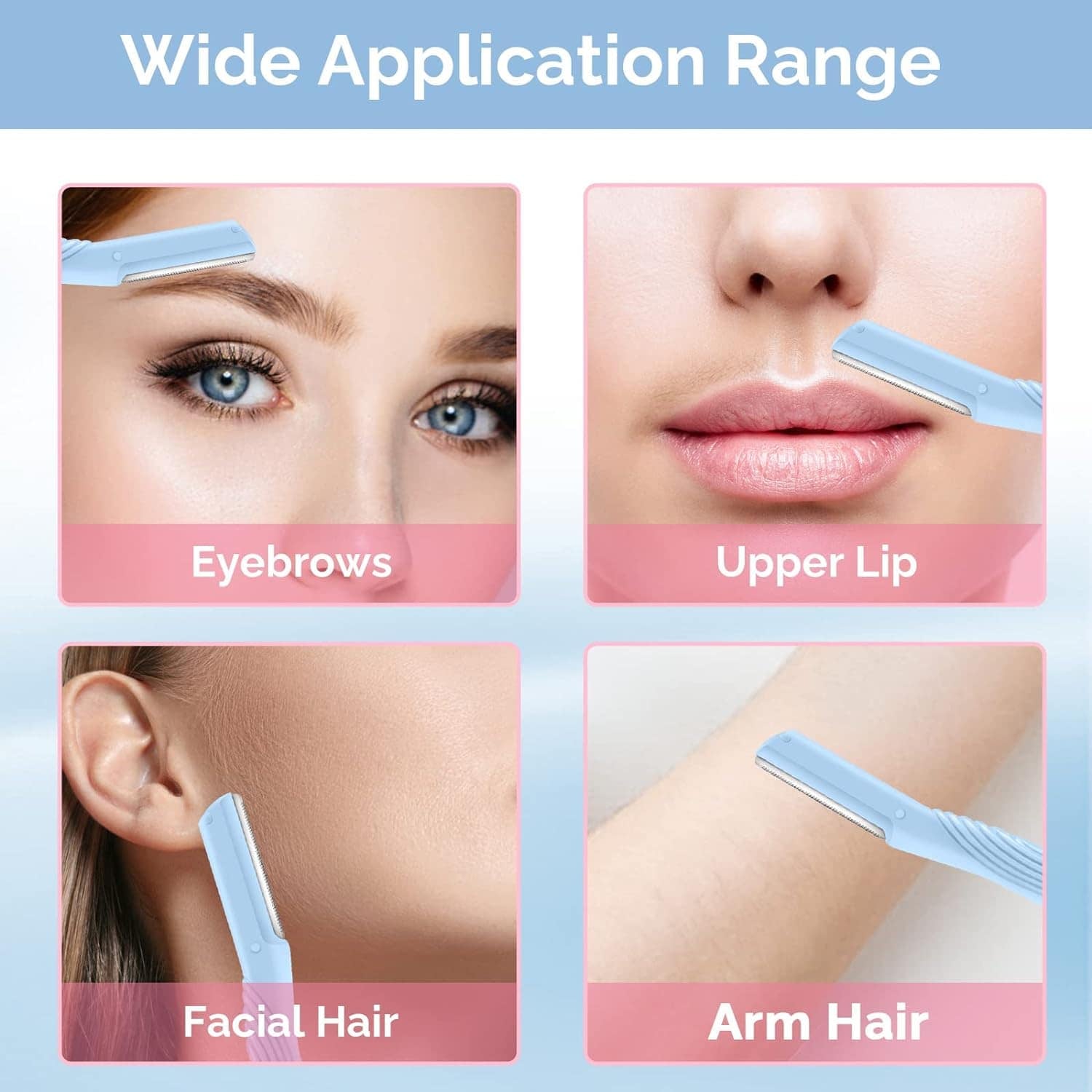 Set 3 lame faciale Ushas pentru fata sprancene mustata pastel cu capace