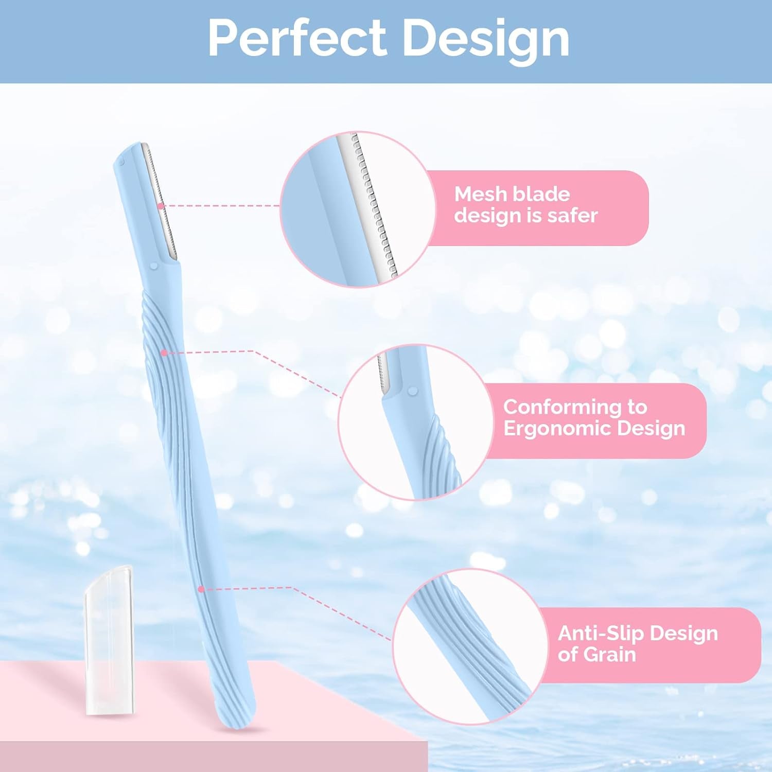 Set 3 lame faciale Ushas pentru fata sprancene mustata pastel cu capace