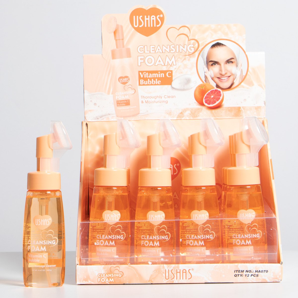 Spuma Demachianta Ushas Vitamin C Bubble cu Masaj Facial Integrat USH-HA070
