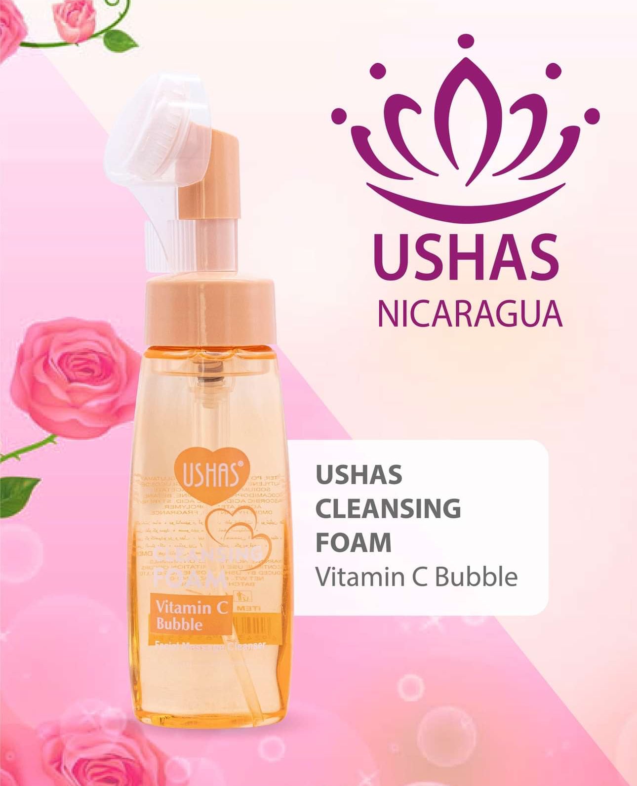 Spuma Demachianta Ushas Vitamin C Bubble cu Masaj Facial Integrat USH-HA070