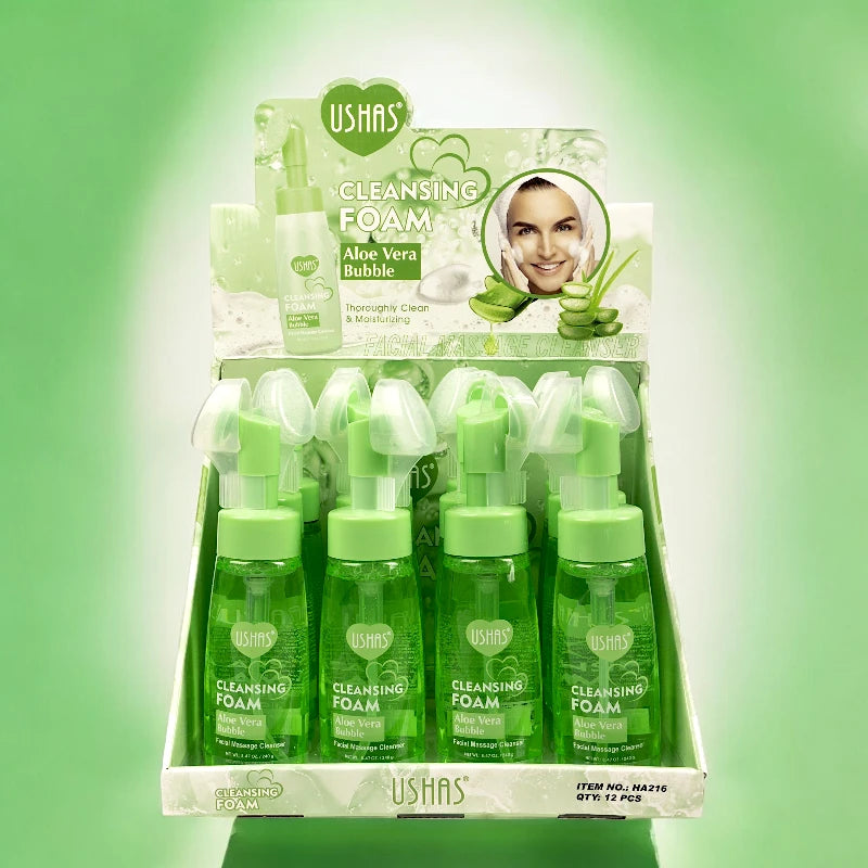 Spuma Demachianta Ushas Aloe Vera Bubble cu Periuta Masaj USH-HA216
