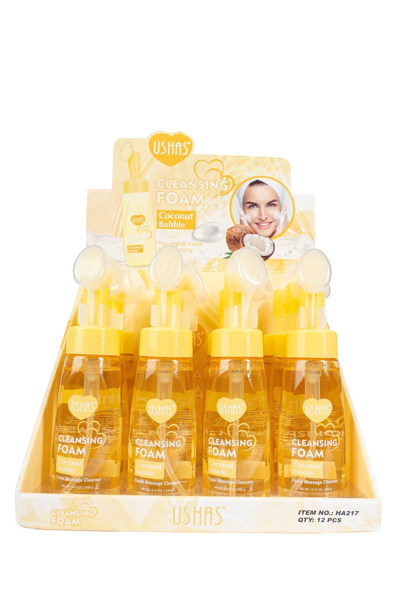 Spuma Demachianta Ushas Coconut Bubble 240g cu Masaj Facial Integrat USH-HA217